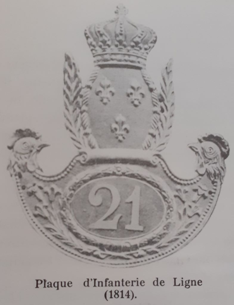 Plaque de Shako 21e de Ligne 1814-1815