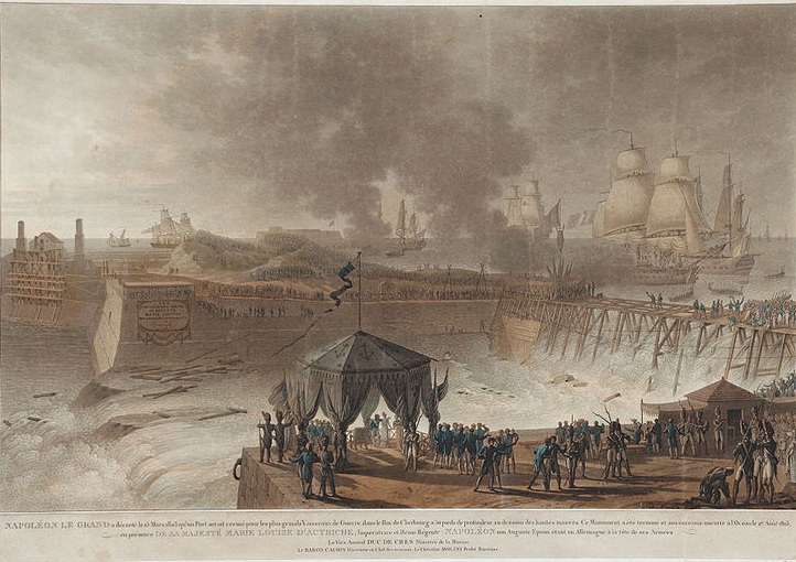 Marie Louise inaugure en 1813 la fin des travaux de l'avant port de Cherbourg